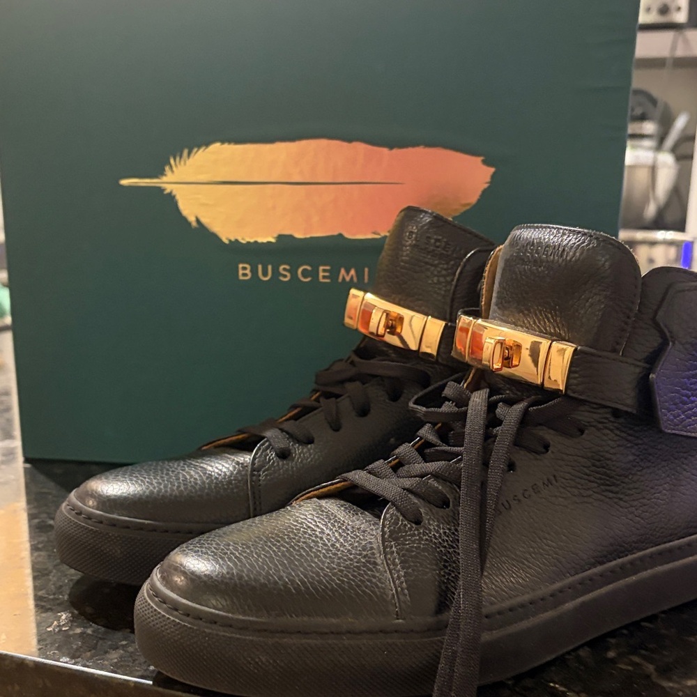 Buscemi Black Leather Sneakers with Gold Details125MM ALICE TONAL (never worn)